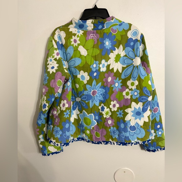 Handmade Upcycled Vintage Floral Quilted Jacket Size L Retro Flower Power OOAK" - Picture 3 of 5